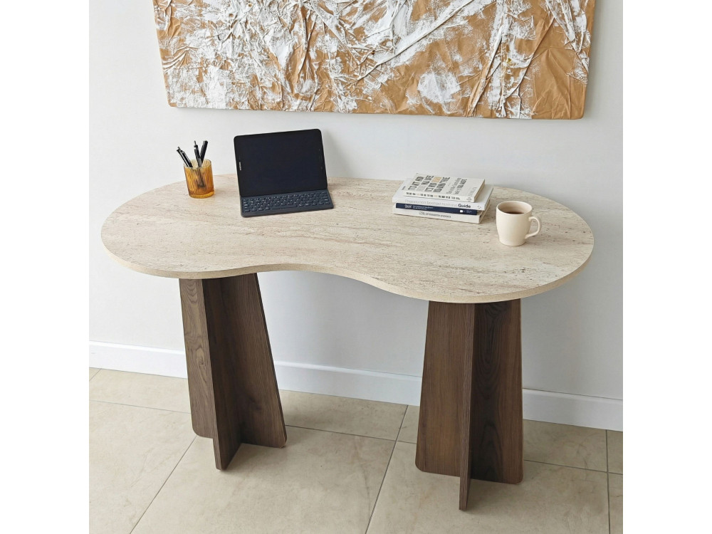 Holzschreibtisch "Infini" - 120 x 60 x 75 cm - Travertin