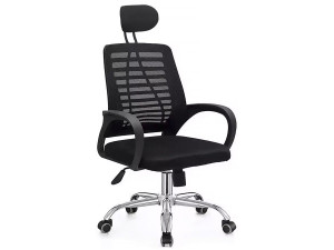 Höhenverstellbarer ergonomischer Bürostuhl "Sebastien" mit Kopfstütze - Schwarz