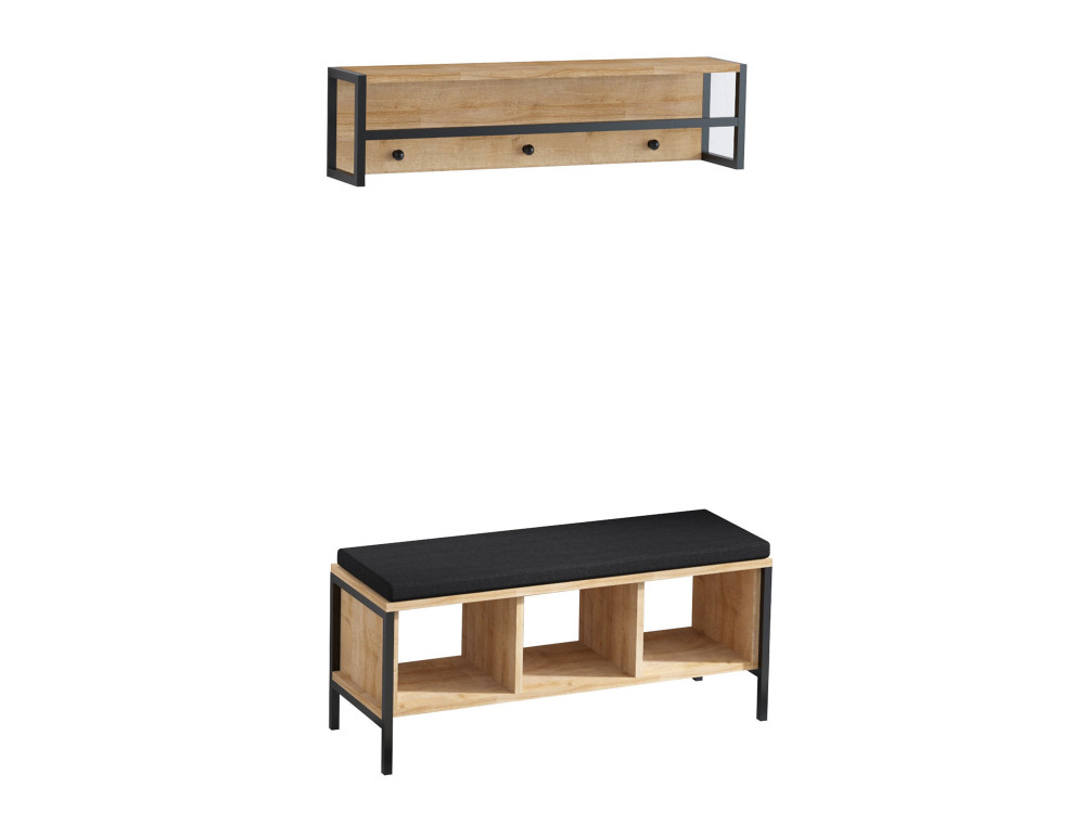 Flurmöbel mit Holzsitz "Shana" - 100 x 35 x 43 cm - Beige