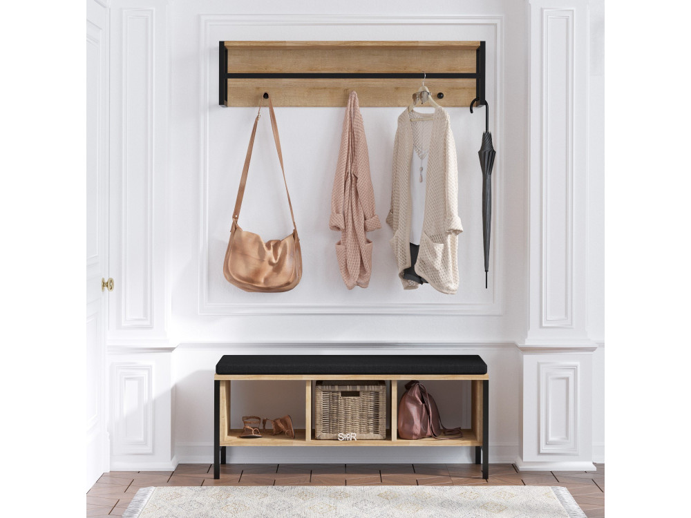 Flurmöbel mit Holzsitz "Shana" - 100 x 35 x 43 cm - Beige