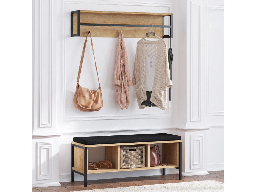Flurmöbel mit Holzsitz "Shana" - 100 x 35 x 43 cm - Beige