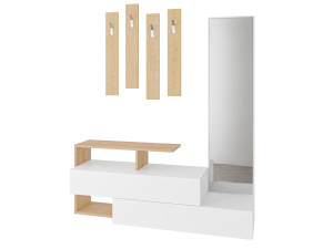 Flurmöbel mit Holzspiegel "Ramda" - 137 x 35 x 154 cm - Beige