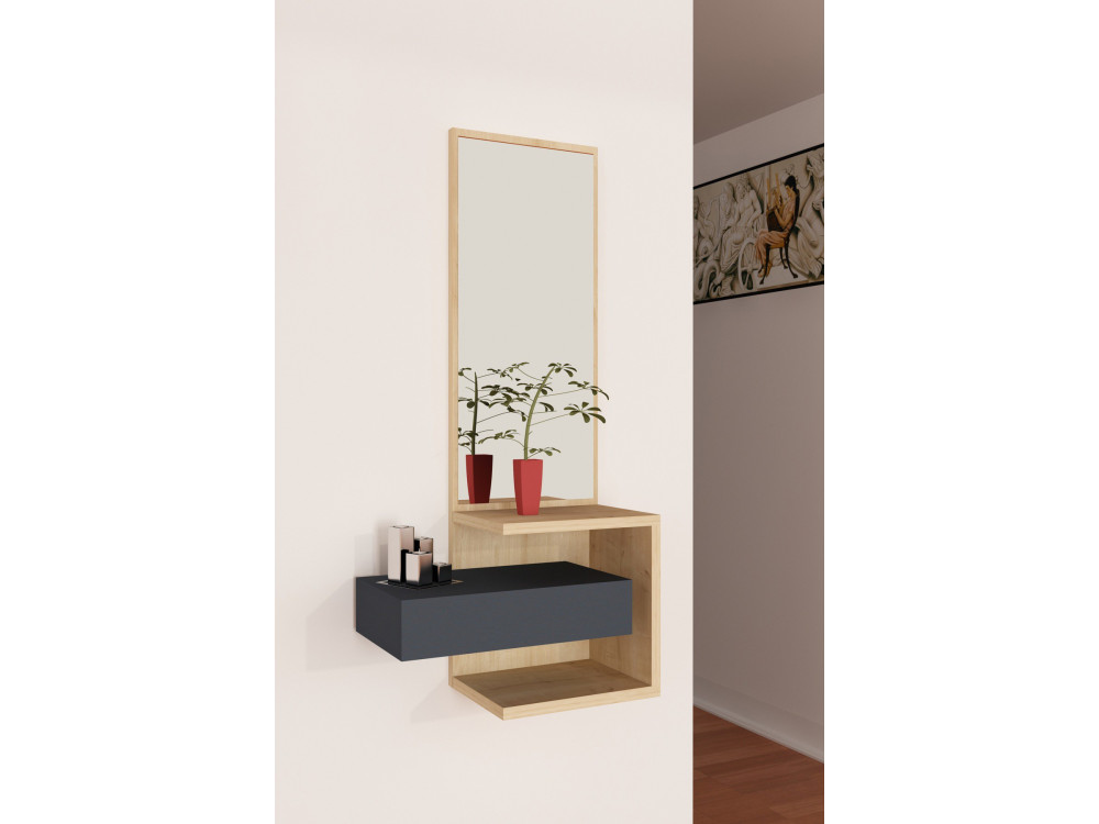 Eingangsmöbel aus Holz "Stella" - 49 x 31 x 90 cm - EicheAnthrazit
