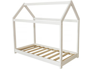 Holzhüttenbett für Kinder "Camilla" - 140 x 70 cm - Weiß