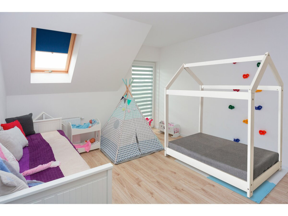 Holzhüttenbett für Kinder "Camilla" - 140 x 70 cm - Weiß