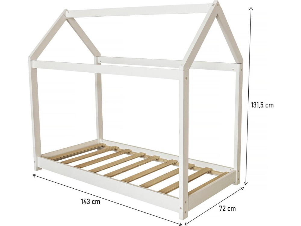Holzhüttenbett für Kinder "Camilla" - 140 x 70 cm - Weiß
