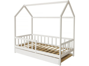 Kinderhausbett mit Schublade "Paloma" - 90 x 190 cm - Weiß