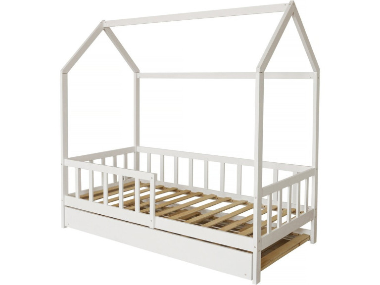 Kinderhausbett mit Schublade "Paloma" - 90 x 190 cm - Weiß