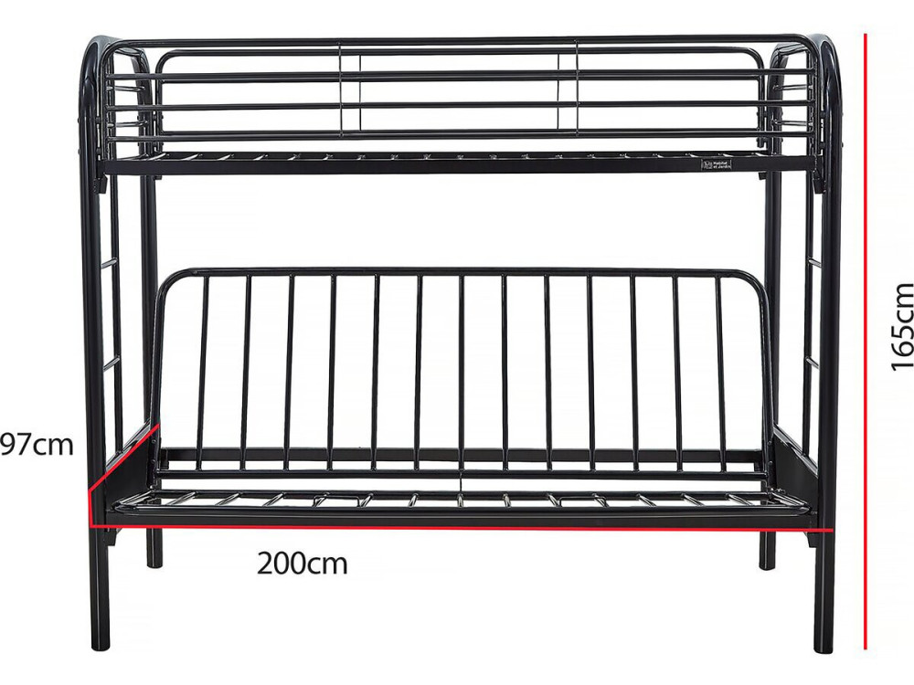 Hochbett "POLO" - 90 x 190 cm - Schwarz