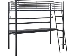 Hochbett mit Schreibtisch "Alona" - 90 x 190 cm - Schwarz
