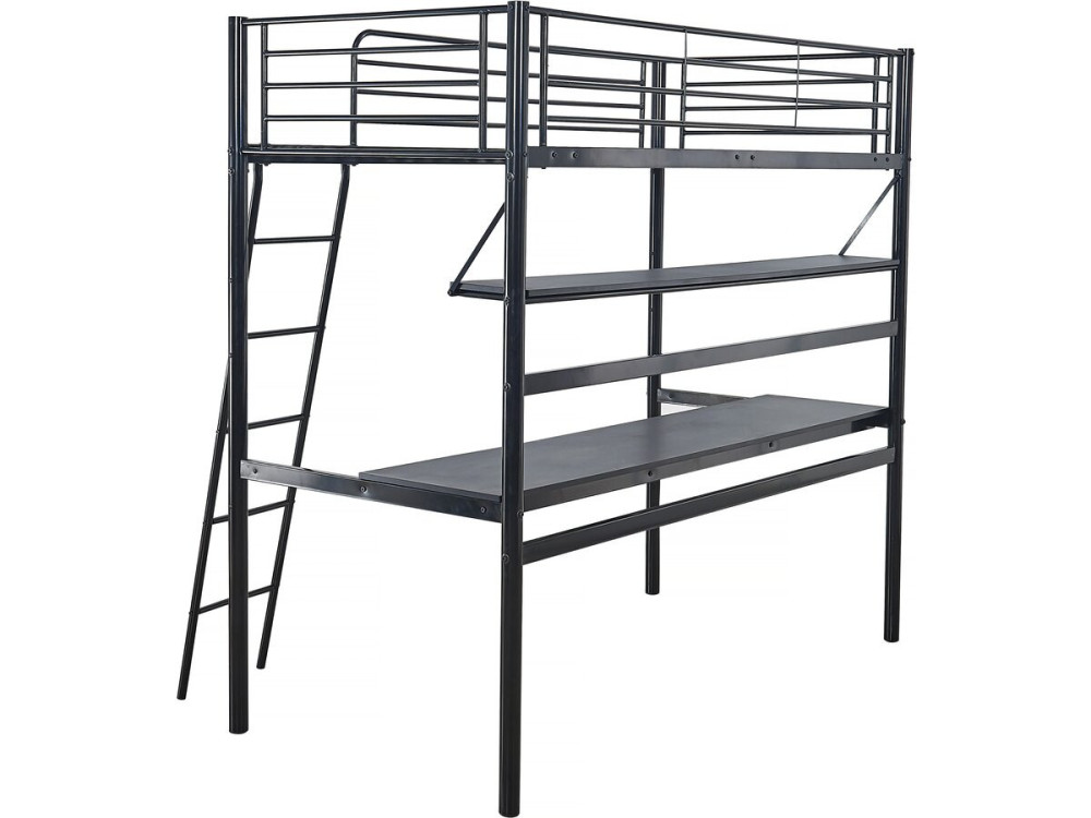 Hochbett mit Schreibtisch "Alona" - 90 x 190 cm - Schwarz