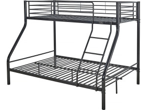 Etagenbett aus Metall "Leo" einschließlich Lattenrosten  - 90/140 x 190 cm - Schwarz