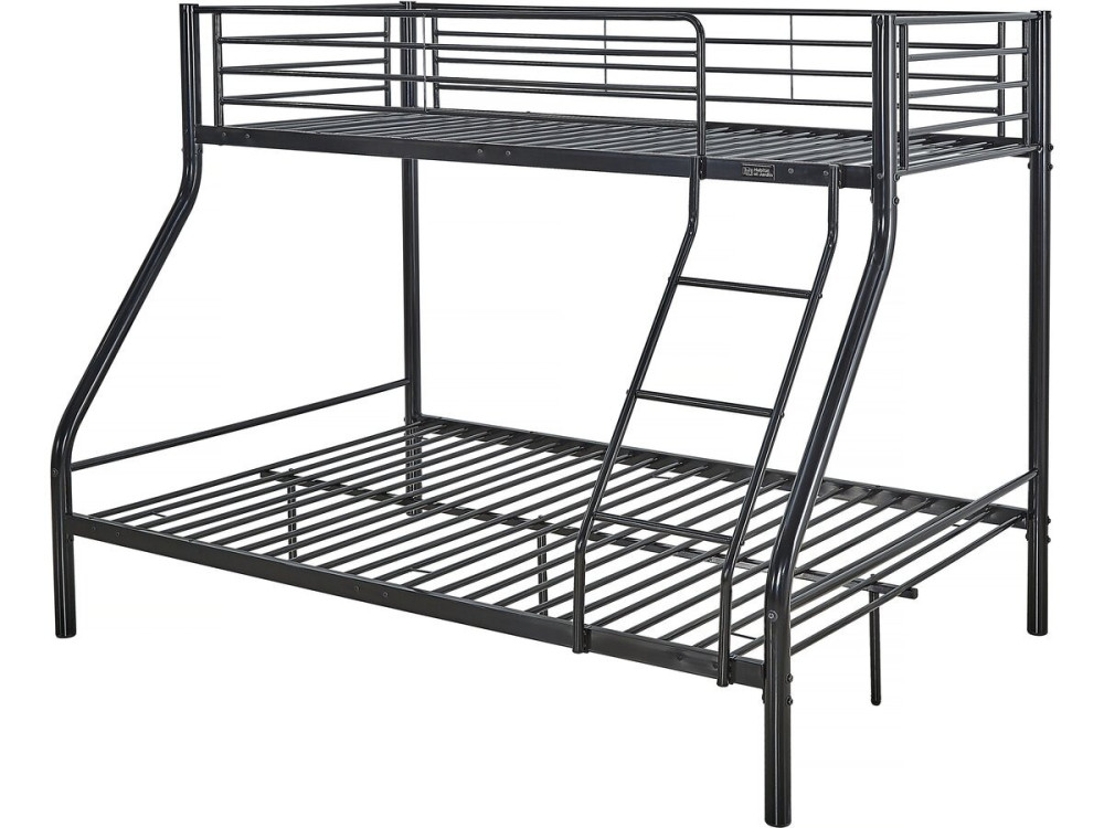 Etagenbett aus Metall "Leo" einschließlich Lattenrosten  - 90/140 x 190 cm - Schwarz