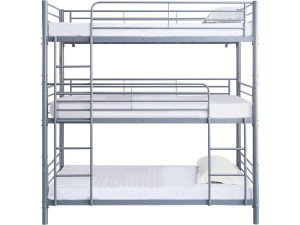 3-Etagenbett aus Metall "HAVIN" - 90 x 190 cm - Grau