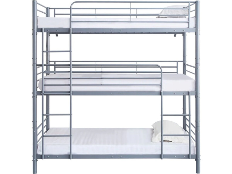 3-Etagenbett aus Metall "HAVIN" - 90 x 190 cm - Grau