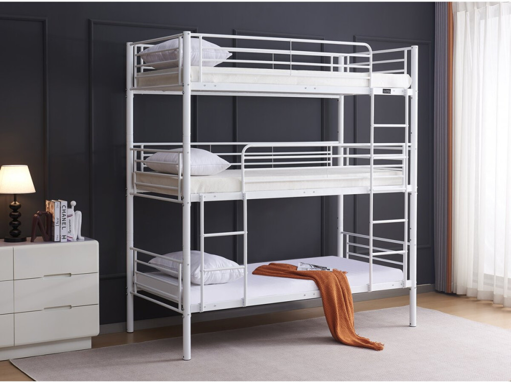 3-Etagen-Hochbett "HAVIN" - 90 x 190 cm - Weiß