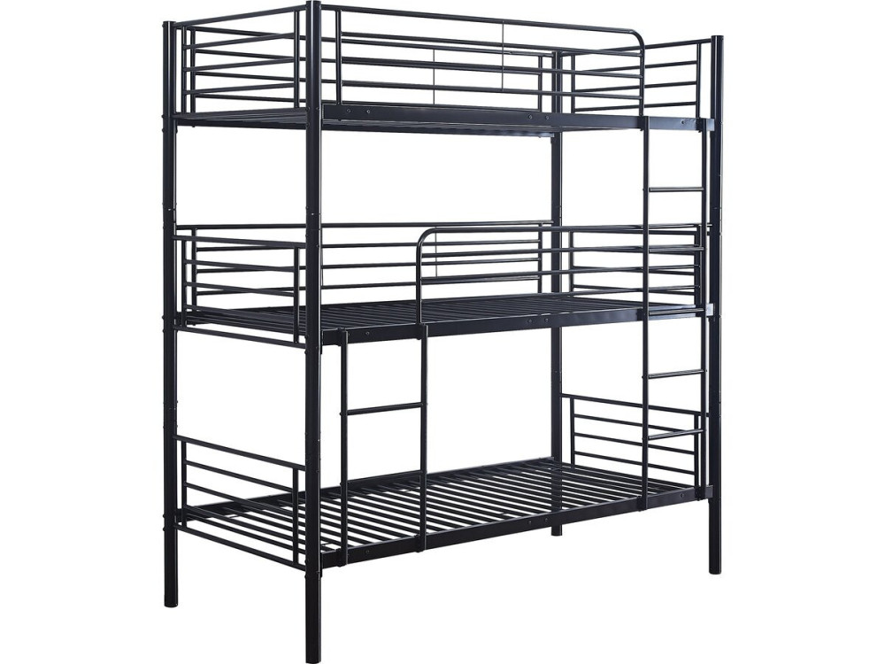 3-Etagenbett aus Metall "HAVIN" - 90 x 190 cm - Schwarz