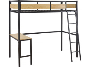 Hochbett mit Schreibtisch "Ethan" - 90 x 190 cm - Schwarz