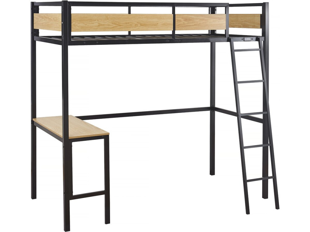 Hochbett mit Schreibtisch "Ethan" - 90 x 190 cm - Schwarz