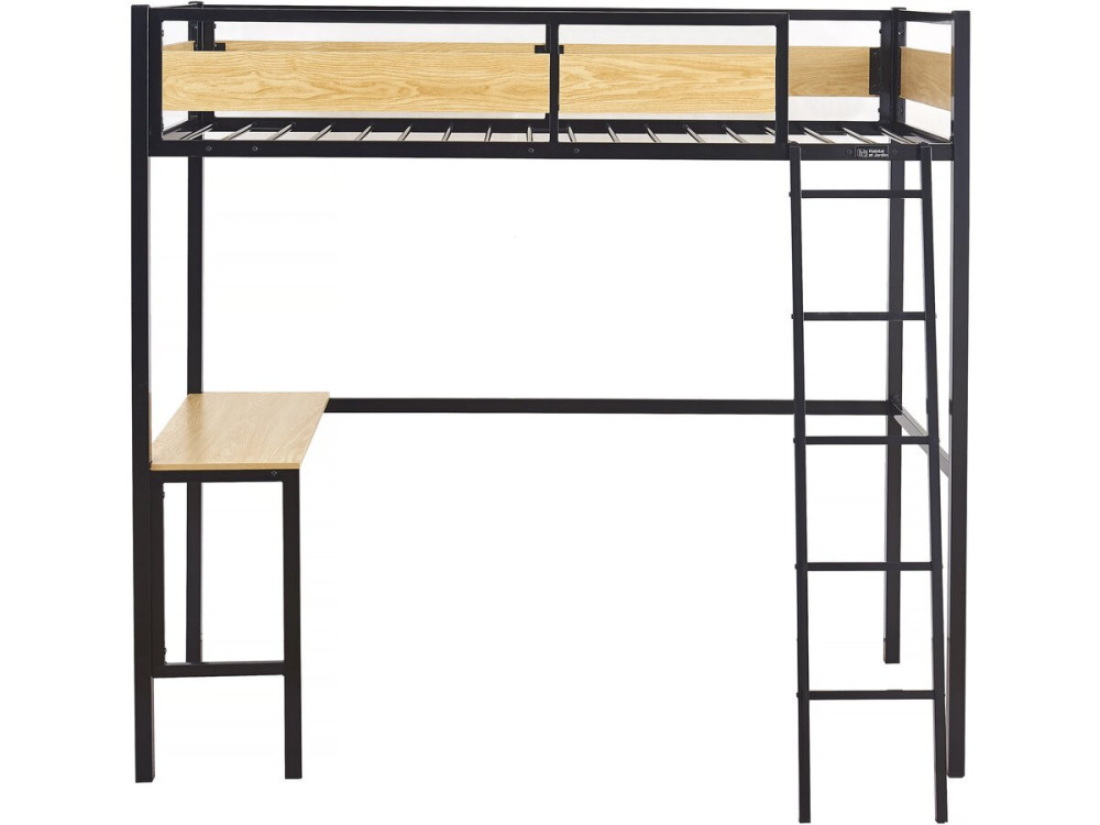 Hochbett mit Schreibtisch "Ethan" - 90 x 190 cm - Schwarz