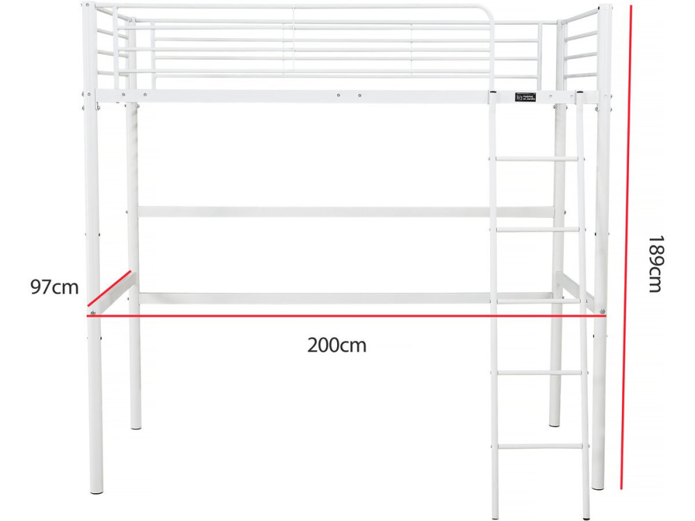 Hochbett "Alora" - 90 x 190 cm - Weiß