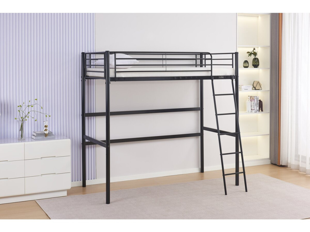 Hochbett aus Metall "Alora" - 90 x 190 cm - Schwarz