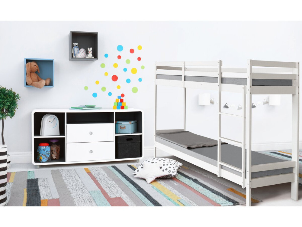Holzetagenbett für Kinder "Lionel" 90 x 190 cm  - Weiß