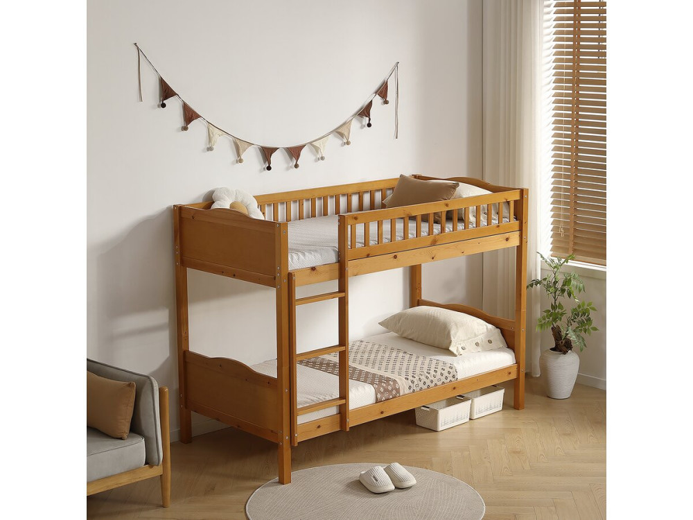 Etagenbett „Gabriel“ aus Holz – 90 x 190 cm – Braun