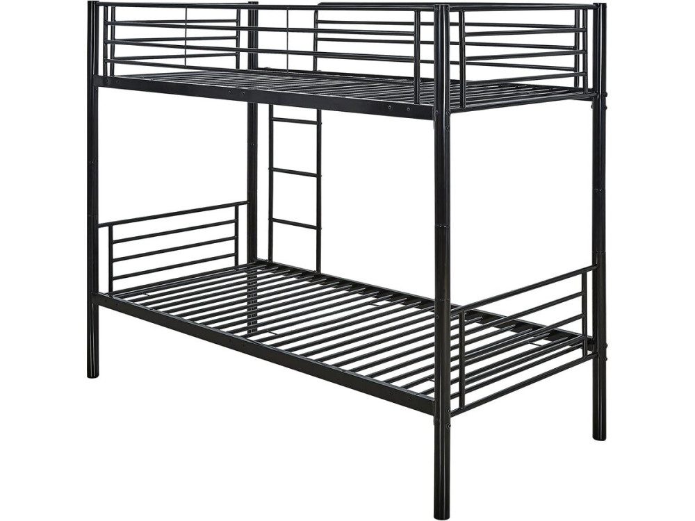 Etagenbett mit Ausziehbett „ADAM” – 90 x 190 cm – Metall – Schwarz