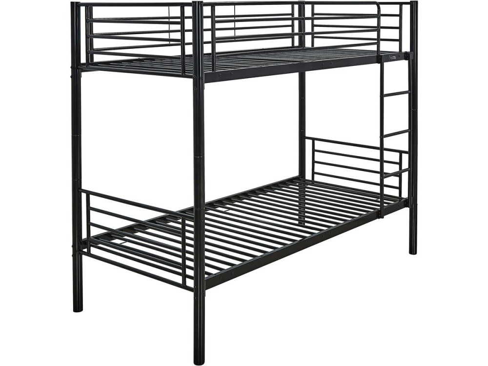 Etagenbett mit Ausziehbett „ADAM” – 90 x 190 cm – Metall – Schwarz