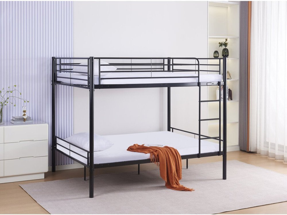Doppel-Etagenbett "Adam" - Lattenrost inklusive - 140 x 190 cm - Schwarz