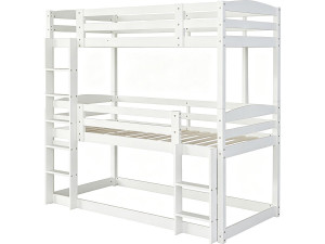 Holz-Etagenbett mit Treppe „Sephora“ – 90 x 190 cm – Weiß