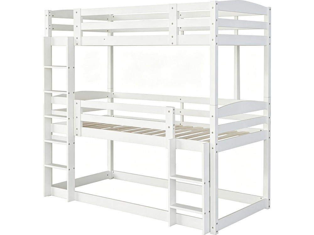 Holz-Etagenbett mit Treppe „Sephora“ – 90 x 190 cm – Weiß