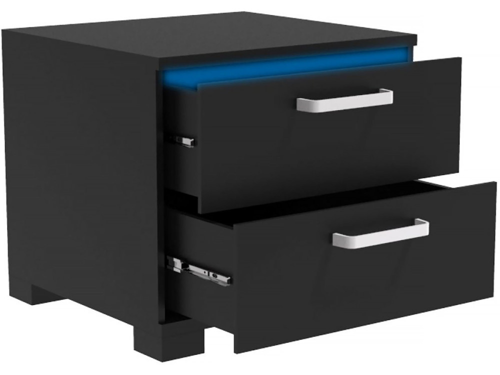Nachttisch mit LED "Karina" - 41 x 38 x 41,5 cm - Schwarz