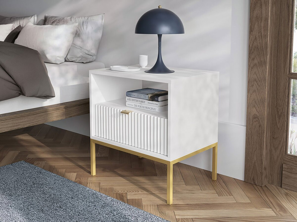Nachttisch aus Holz "Tunis" - Weiß