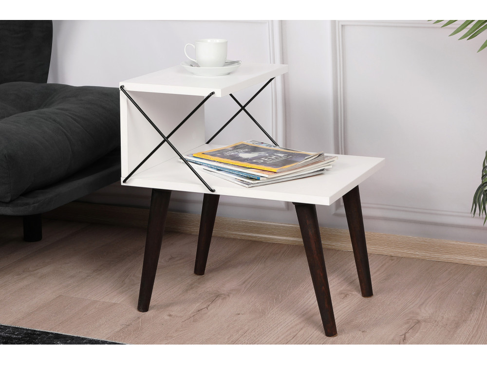 Nachttisch aus Holz "Cross" 50 x 40 x 55 cm - Weiß