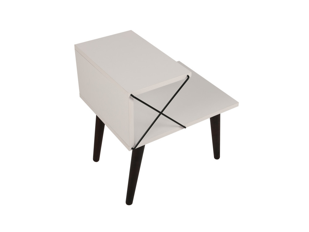 Nachttisch aus Holz "Cross" 50 x 40 x 55 cm - Weiß