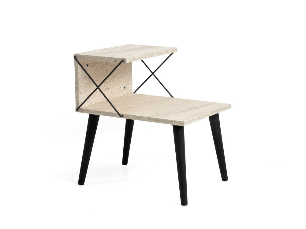 Nachttisch aus Holz "Cross" 50 x 40 x 55 cm - Travertin