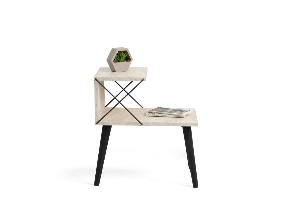 Nachttisch aus Holz "Cross" 50 x 40 x 55 cm - Travertin