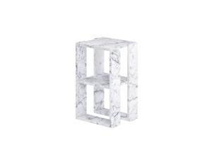 Nachttisch aus Holz "Lonie" 30 x 30 x 55 cm - Carrara Marmor
