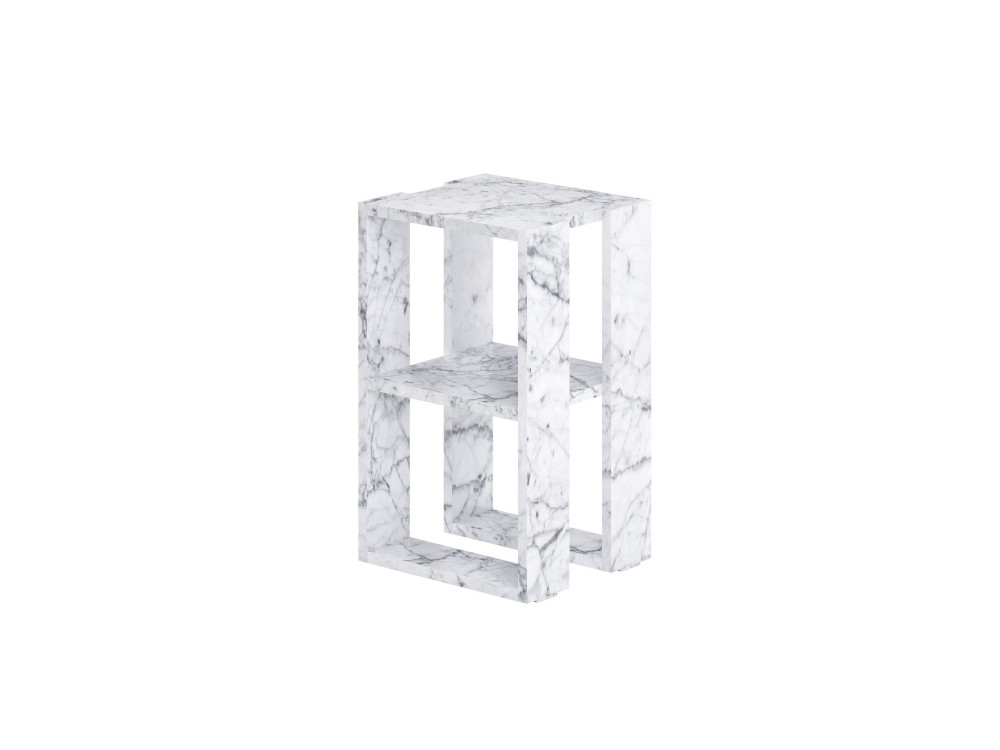 Nachttisch aus Holz "Lonie" 30 x 30 x 55 cm - Carrara Marmor