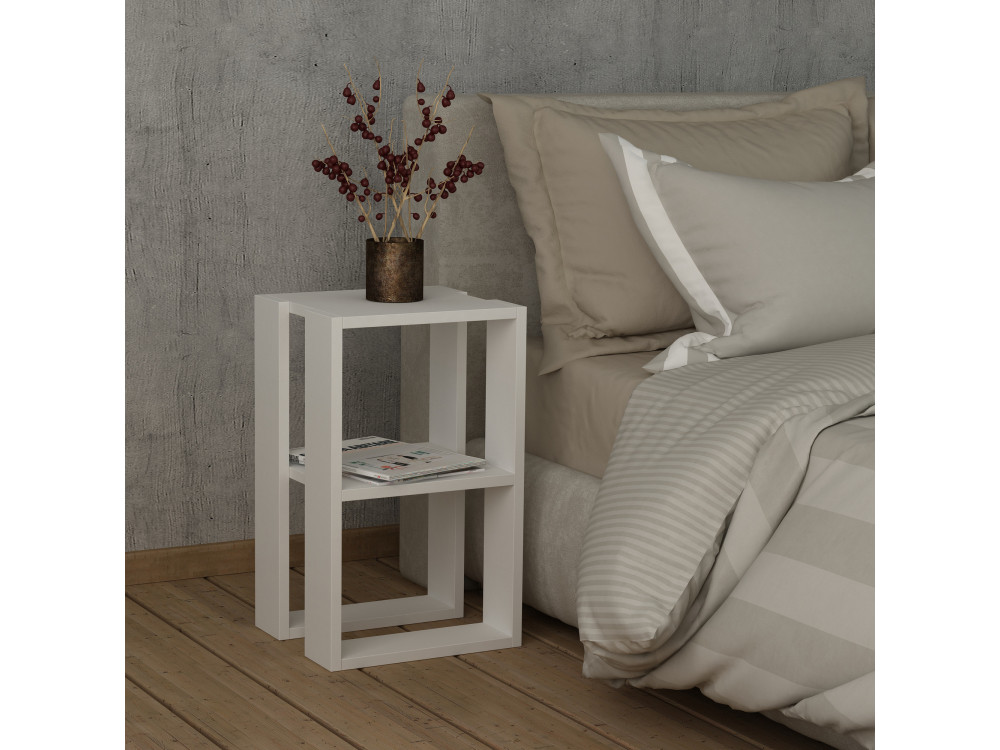 Nachttisch aus Holz "Lonie" 30 x 30 x 55 cm - Weiß
