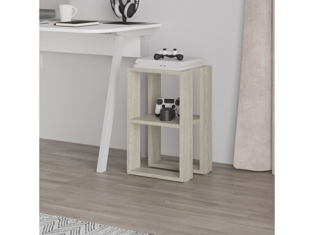 Nachttisch aus Holz "Lonie" 30 x 30 x 55 cm - Travertin