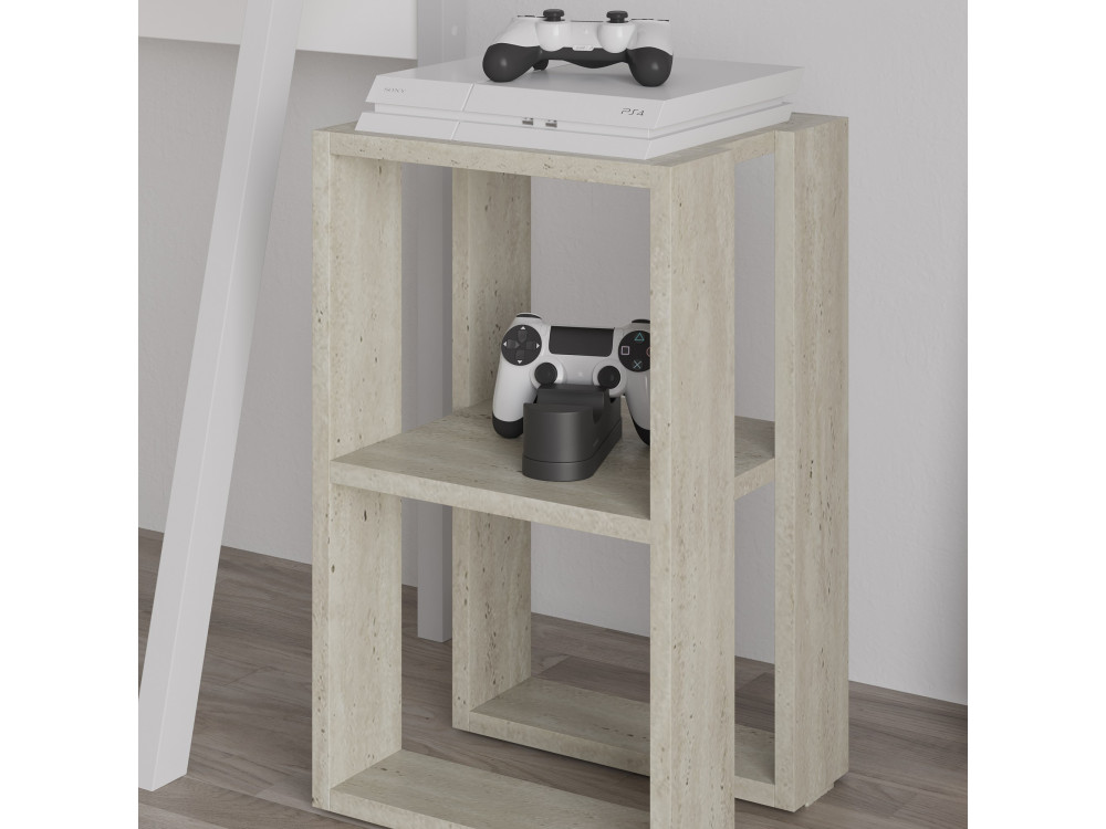 Nachttisch aus Holz "Lonie" 30 x 30 x 55 cm - Travertin