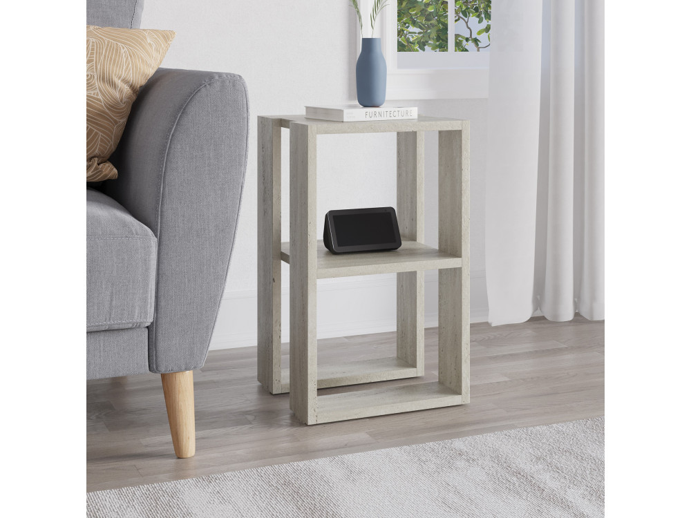 Nachttisch aus Holz "Lonie" 30 x 30 x 55 cm - Travertin