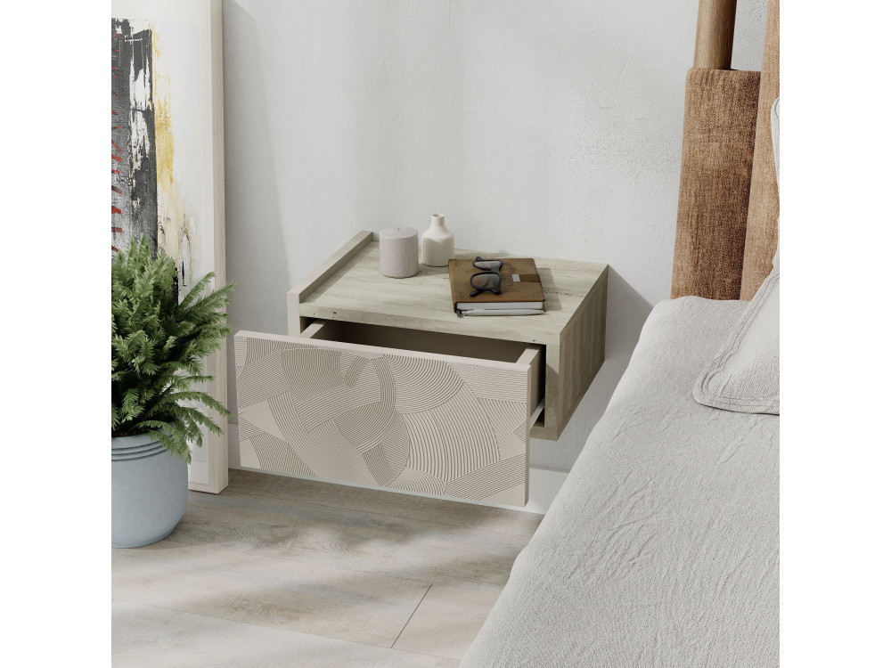 Nachttisch aus Holz "Onda" - 38 x 31 x 18 cm - Beige