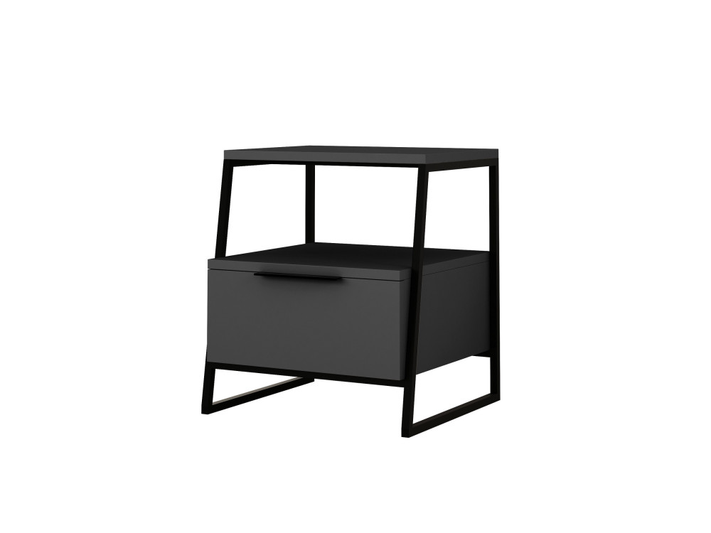 Nachttisch aus Holz "Pal" - 45 x 40 x 50 cm - Anthrazitgrau