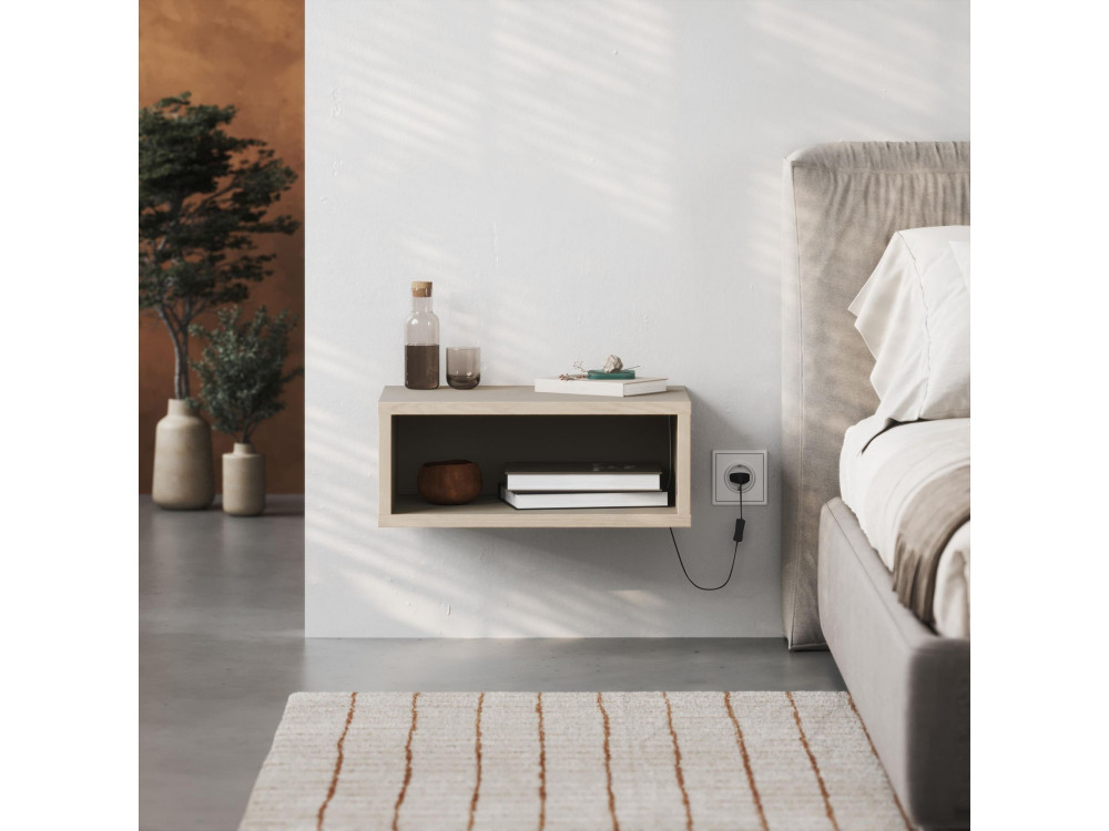 Nachttisch mit LED-Beleuchtung aus Holz "Brik" - 45 x 30 x 18 cm - Sandstein