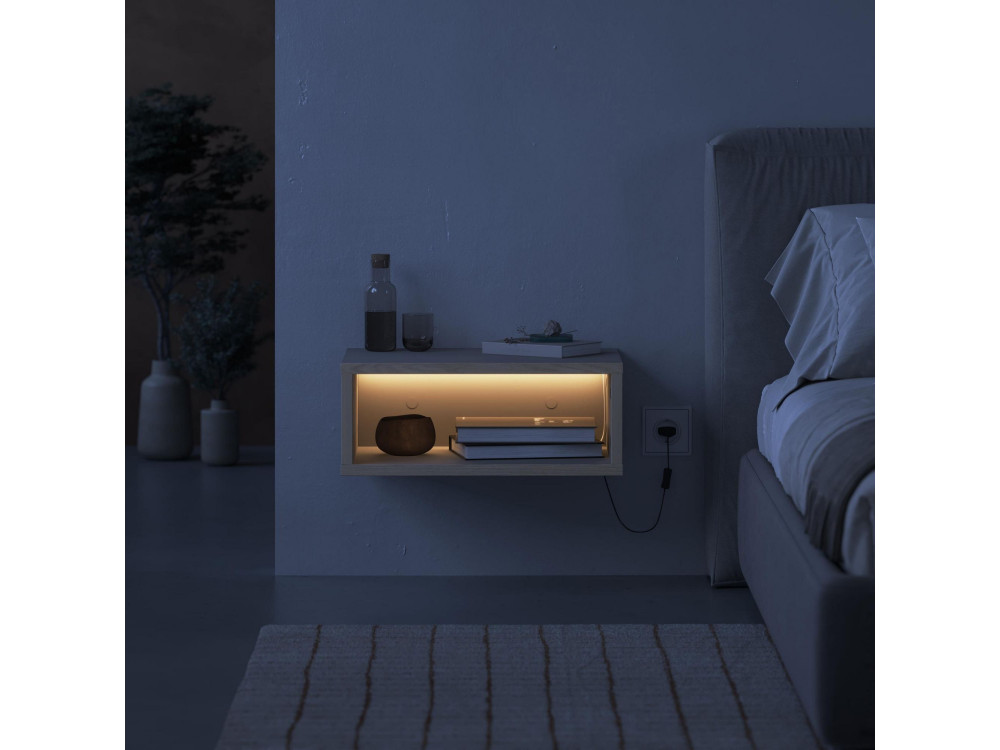Nachttisch mit LED-Beleuchtung aus Holz "Brik" - 45 x 30 x 18 cm - Sandstein