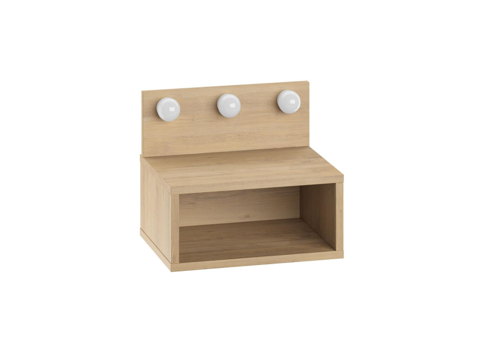 Nachttisch mit Glühbirne aus Holz "Treo" - 40 x 30 x 34 cm - Beige